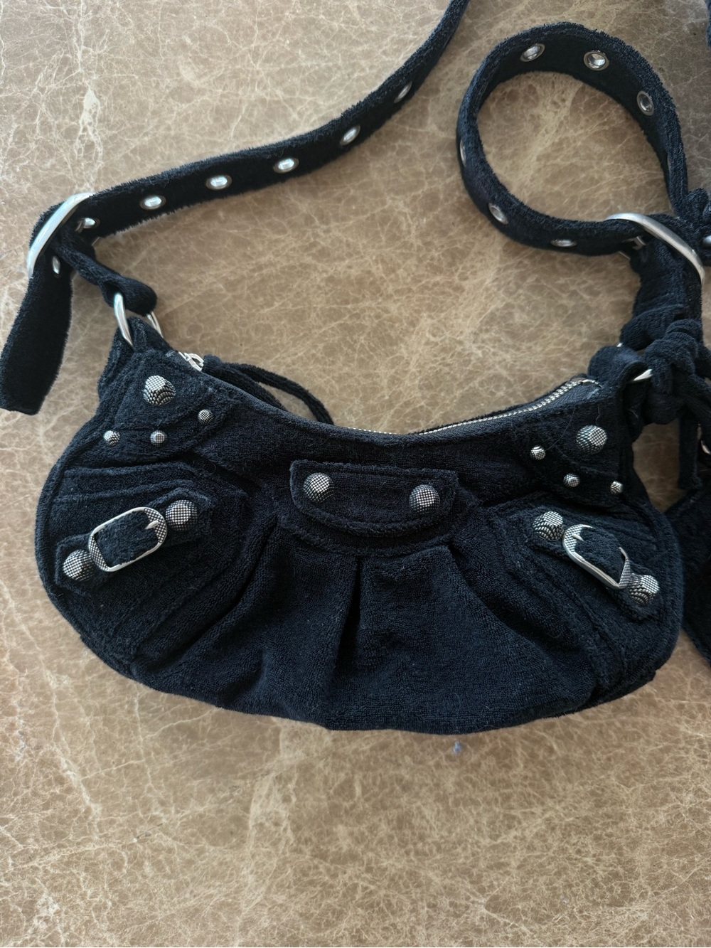 Balenciaga La Cagole Mini Black Terry Cloth - Picture 7 of 11